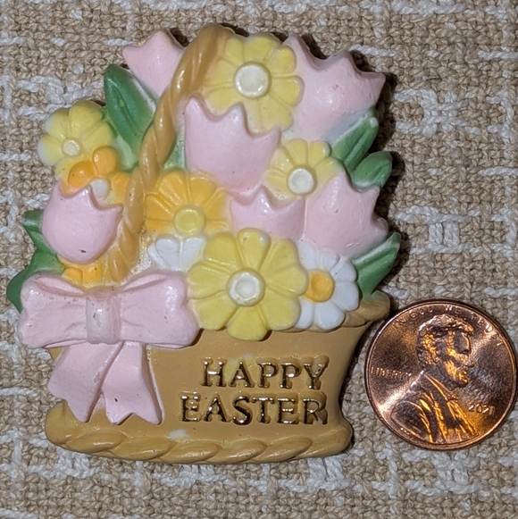 Vintage Pastel Easter Flower Basket Brooch - Picture 2 of 5